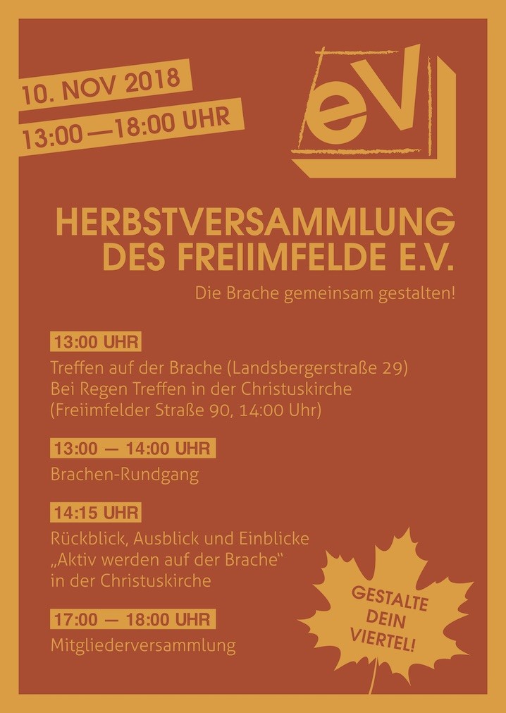 10.11., 13:00 Uhr – Herbstversammlung des Freiimfelde e.V.
